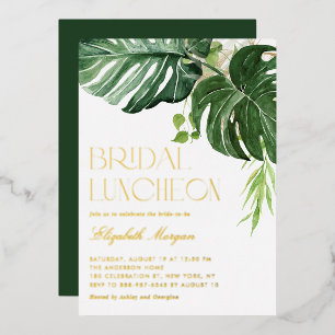 Invitation En Aluminium Aquarelle Monstera Feuille Dîner nuptial d'été