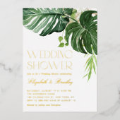 Invitation En Aluminium Aquarelle Monstera Feuilles Wedding shower tropica (Recto)