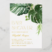 Invitation En Aluminium Aquarelle Monstera Verdure Baby shower tropical (Recto)