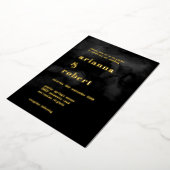 Invitation En Aluminium Aquarelle Noire fumée toile Or moderne (Rotation)