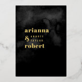 Invitation En Aluminium Aquarelle Noire fumée toile Or moderne (Verso)