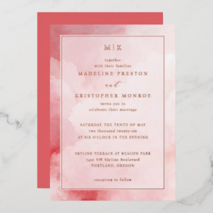 Invitation En Aluminium Aquarelle Nuage Rose Romantique