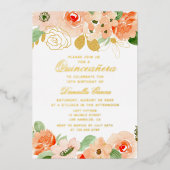 Invitation En Aluminium Aquarelle Parties scintillant Florale Moderne Quin (Recto)