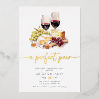 Aquarelle Perfect Pair Vin Fiançailles Fromage