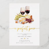 Invitation En Aluminium Aquarelle Perfect Pair Vin Fiançailles Fromage (Recto)