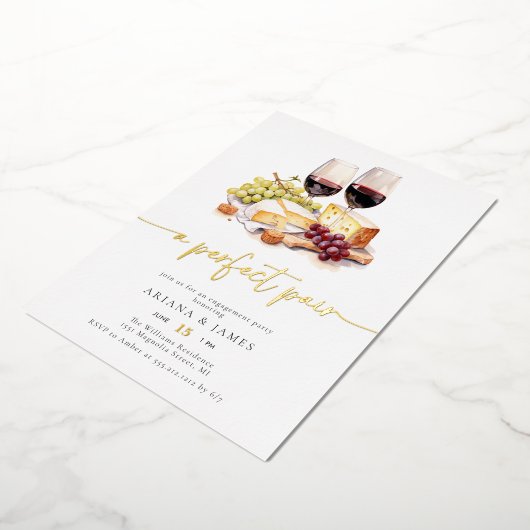 Invitation En Aluminium Aquarelle Perfect Pair Vin Fiançailles Fromage (Rotation)