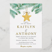 Invitation En Aluminium Aquarelle Pine Boughs Noël Mariage d'hiver (Recto)