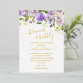 Invitation En Aluminium Aquarelle Purple Or Brunch Et Bubbly (Debout devant)