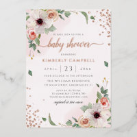 Aquarelle rose Floral Girl Baby shower