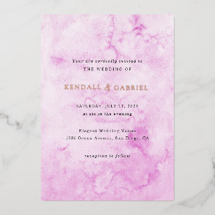 Invitation En Aluminium Aquarelle rose Kendall Mariage élégant