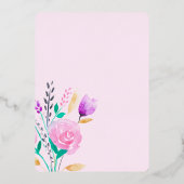 Invitation En Aluminium Aquarelle rose moderne couleur rose nuptiale douch (Verso)