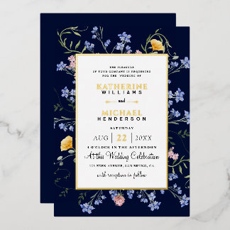 Invitation En Aluminium Aquarelle Russe fleur sauvage Mariage de prairie
