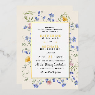 Invitation En Aluminium Aquarelle Russe fleur sauvage Mariage de prairie