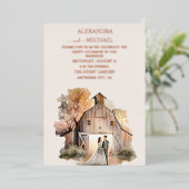 Invitation En Aluminium Aquarelle Rustique Mariage de grange (Debout devant)