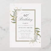 Invitation En Aluminium aquarelle sauge verdure et or anniversaire (Recto)