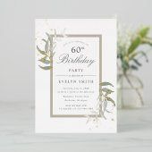 Invitation En Aluminium aquarelle sauge verdure et or anniversaire (Debout devant)