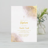 Invitation En Aluminium aquarelle splash Baptême (Debout devant)
