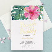 Invitation En Aluminium Aquarelle Tropical Flower Douche