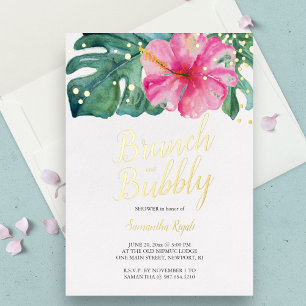Invitation En Aluminium Aquarelle Tropical Flower Douche