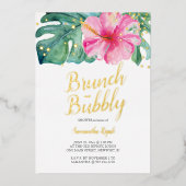 Invitation En Aluminium Aquarelle Tropical Flower Douche (Recto)