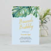 Invitation En Aluminium Aquarelle Tropical Green Douche (Debout devant)