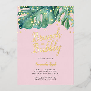 Invitation En Aluminium Aquarelle Tropical Green Shower Foil Invitatiatiat