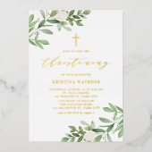 Invitation En Aluminium Aquarelle Verdure et Fleurs blanches (Recto)