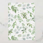 Invitation En Aluminium Aquarelle Verdure et Fleurs blanches Bar Mitzvah (Verso)