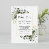 Invitation En Aluminium Aquarelle Verdure Fête des mariées 2 Frame Gold (Debout devant)
