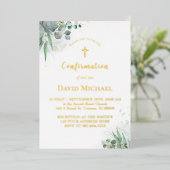 Invitation En Aluminium aquarelle verdure feuillage | Confirmation (Debout devant)
