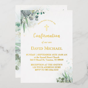 Invitation En Aluminium aquarelle verdure feuillage Confirmation