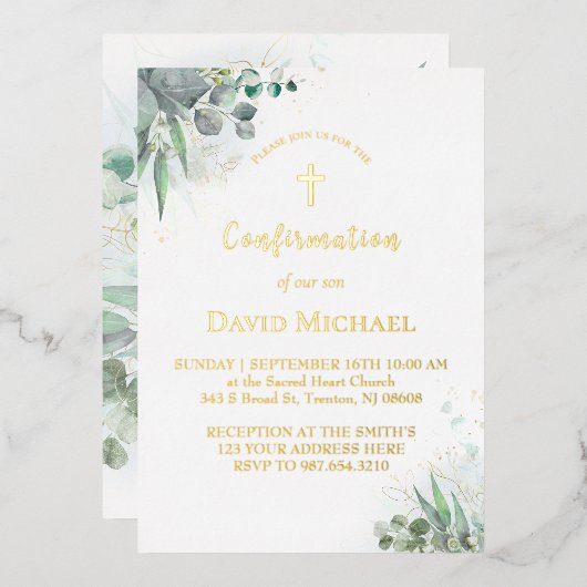 Invitation En Aluminium aquarelle verdure feuillage | Confirmation (Recto/Verso)