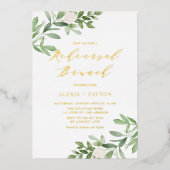 Invitation En Aluminium Aquarelle Verdure Fleur blanche Répétition Brunch (Recto)