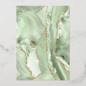 Invitation En Aluminium aquarelle vert agate cross Baptême (Verso)