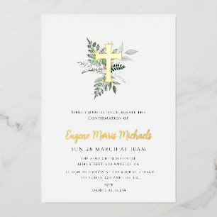 Invitation En Aluminium aquarelle vert confirmation de feuille d'or