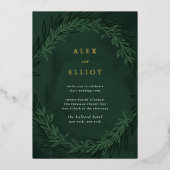 Invitation En Aluminium Aquarelle vert émeraude Or Mariage spectaculaire (Recto)