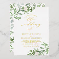 Aquarelle vert et fleurs blanches Mariage
