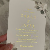 Invitation En Aluminium Aquarelle Vert Feuille Mariage or