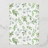 Invitation En Aluminium Aquarelle Vert Fleur Blanche Couples Douche (Verso)