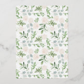 Invitation En Aluminium Aquarelle Vert Fleurs blanches Enregistrer La Date (Verso)