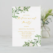 Invitation En Aluminium Aquarelle verte Fleurs blanches Parti de retraite (Debout devant)