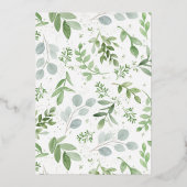Invitation En Aluminium Aquarelle verte Fleurs blanches Parti de retraite (Verso)