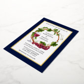 Invitation En Aluminium Aquarelle Vignes Vins Wreath Mariage Blue Gold (Rotation)