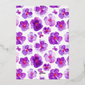 Invitation En Aluminium Aquarelle violette couleur mariage or (Verso)