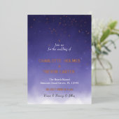 Invitation En Aluminium Aquarelle violette Etoiles modernes Mariage Or (Debout devant)