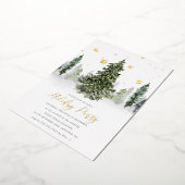 Invitation En Aluminium Aquarelle Winter Forest Fête Gold (Rotation)