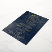 Invitation En Aluminium Arabe et anglais Élégant bleu et or musulman (Rotation)