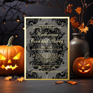 Invitation En Aluminium Araignée gothique Halloween Cocktail Party Gold