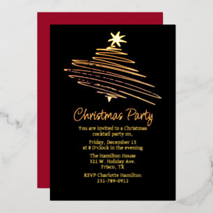 Invitation En Aluminium Arbre de Noël abstrait pour les Fêtes