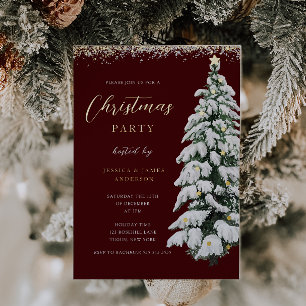 Invitation En Aluminium Arbre de Noël doré festif pour la fête de Noël